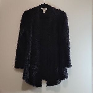 M Magaschoni Black Open Front Eyelash Cardigan